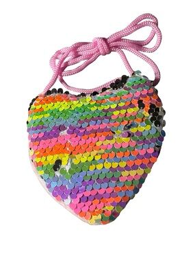 Heart Sequin Crossbody Bag in Pink and Multicolor
